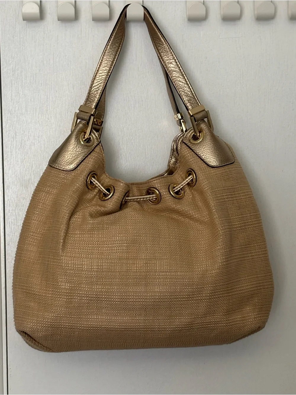 Michael Kors Metallic Gold-Tone Tassel Shoulder/Hobo Bag